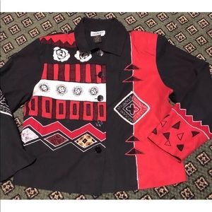 Sz M Vtg 90’s Blazer Black/Red 100% Silk